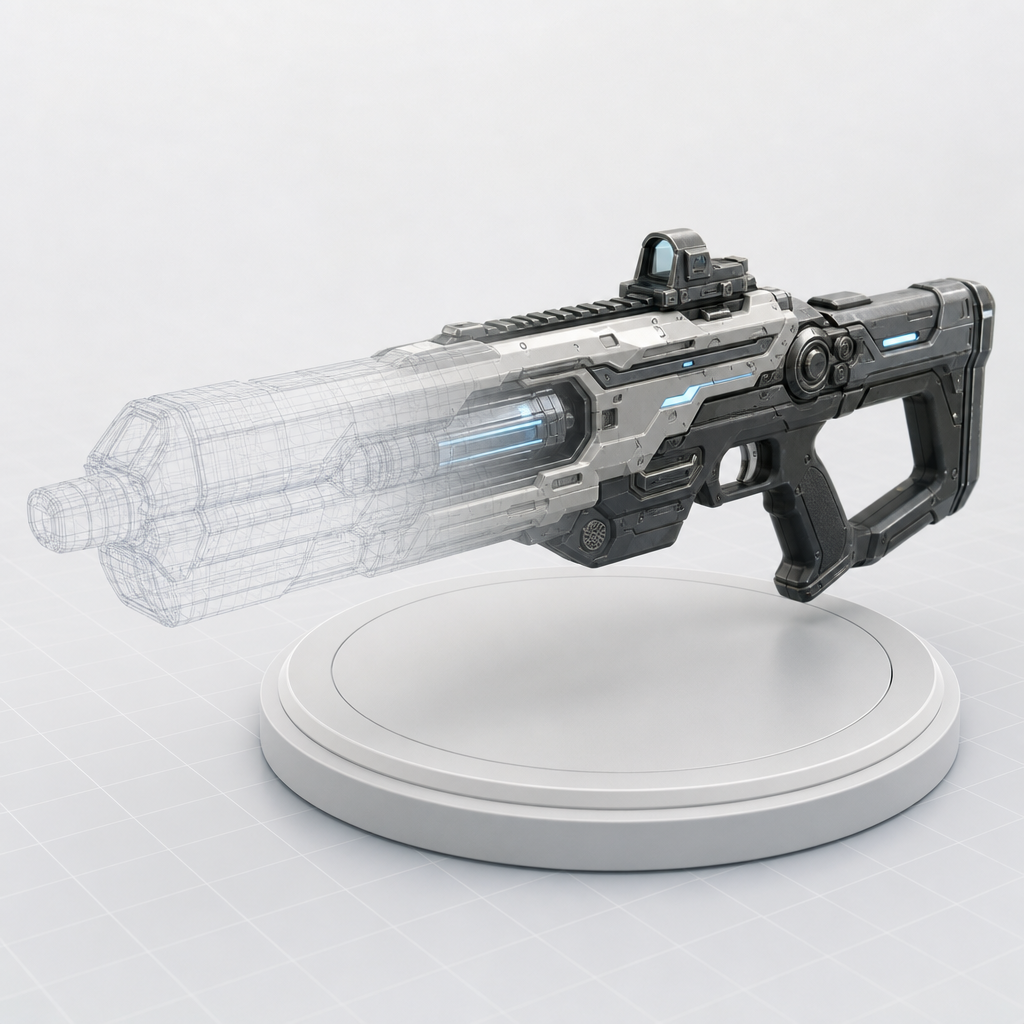 A game-ready 3D prop model with PBR materials on a pedestal, ready for engine import